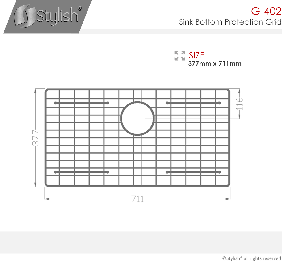 Stylish Valencia Stainless Steel Sink Grid for S-402 Sink G-402