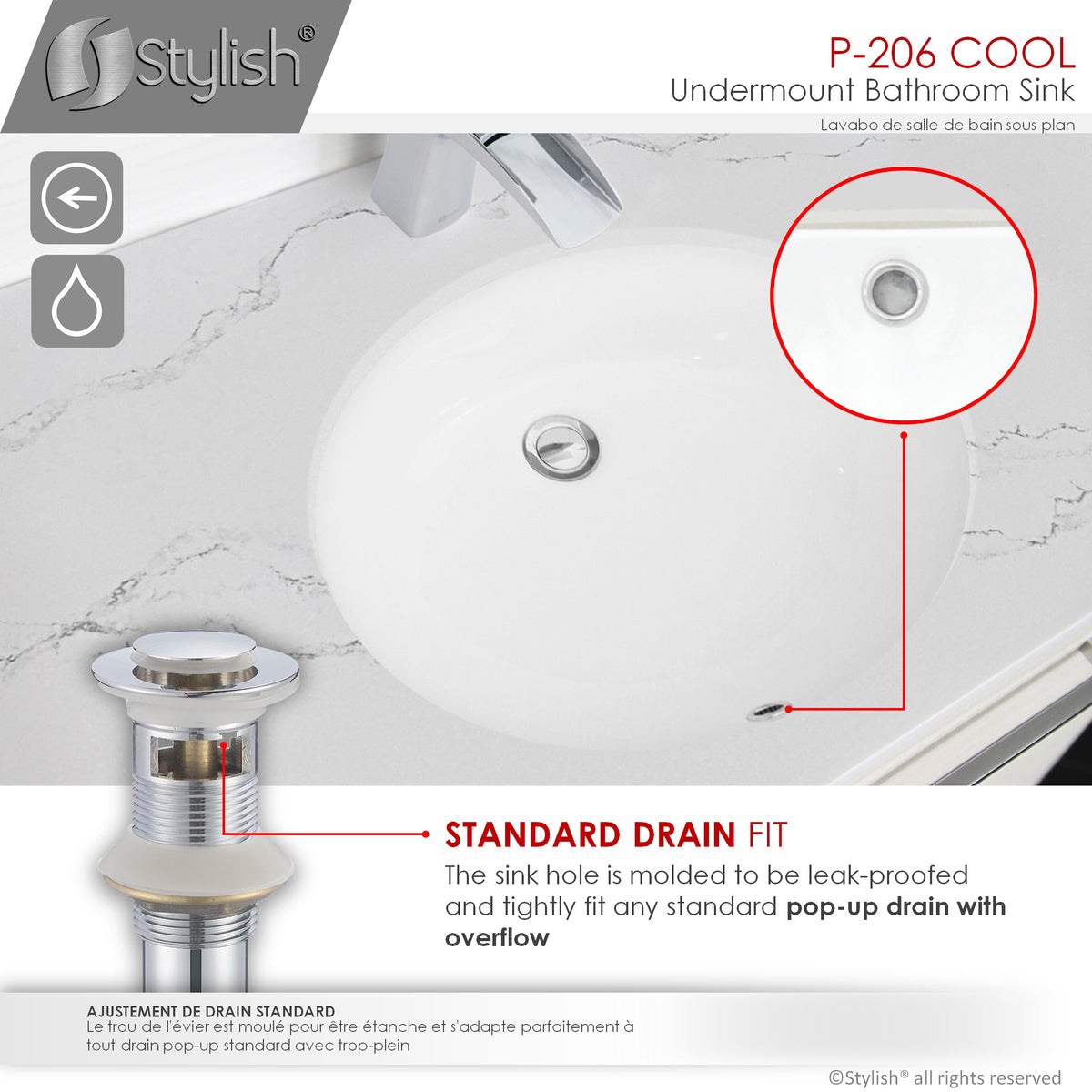 Stylish Cool 19" White Oval Porcelain Undermount Bathroom Sink Unboxed P-206U