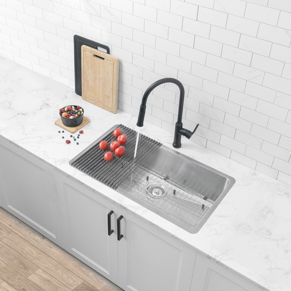 Stylish Azuni Lorient 32" Dual Mount Single Bowl Stainless Steel Kitchen Sink C132
