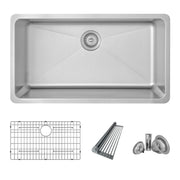 Stylish Azuni Lorient 32" Dual Mount Single Bowl Stainless Steel Kitchen Sink C132