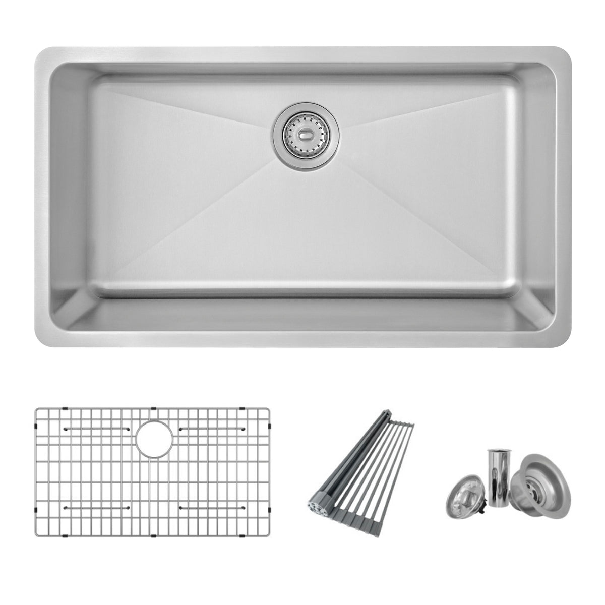 Stylish Azuni Lorient 32" Dual Mount Single Bowl Stainless Steel Kitchen Sink C132