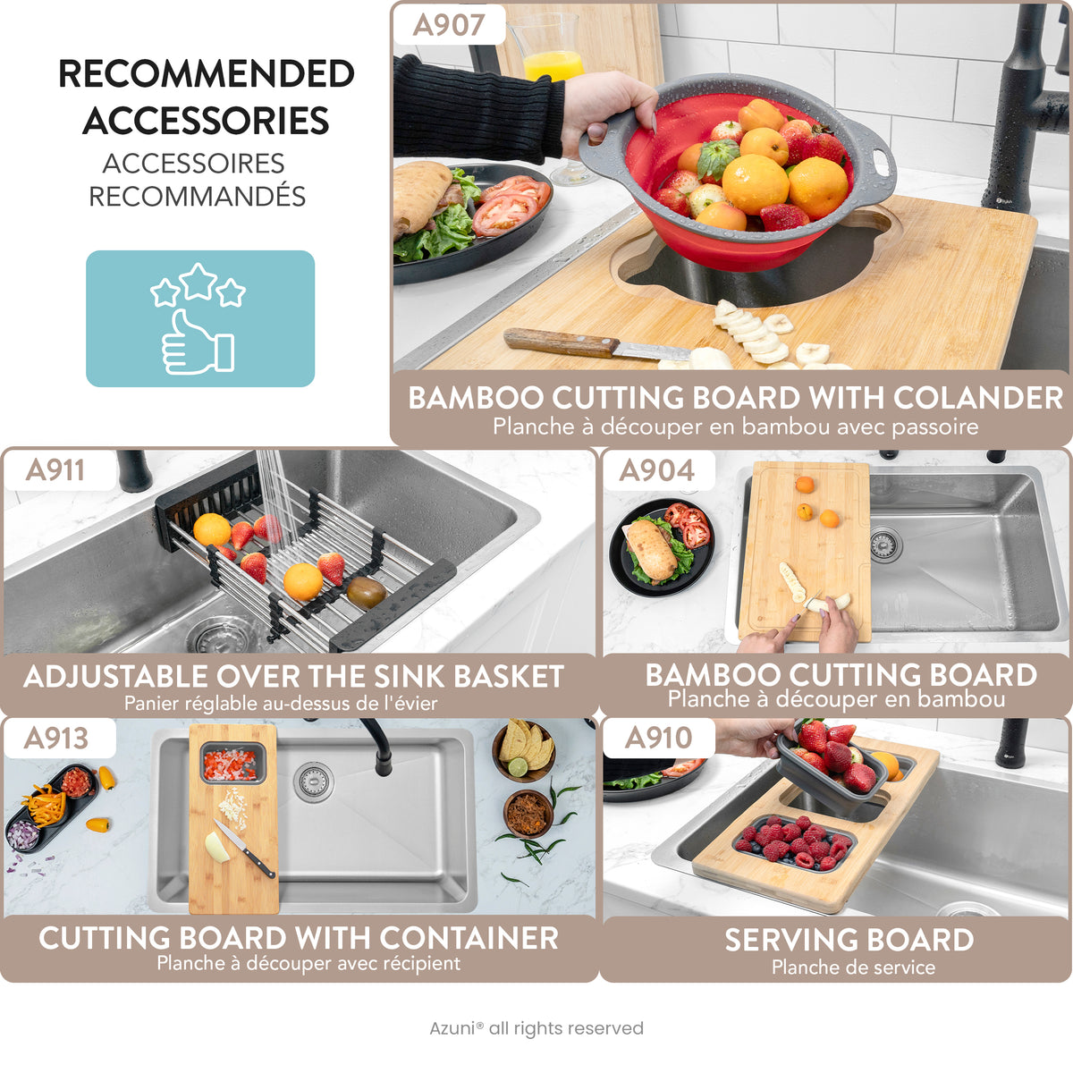 Stylish Azuni Lorient 32" Dual Mount Single Bowl Stainless Steel Kitchen Sink C132
