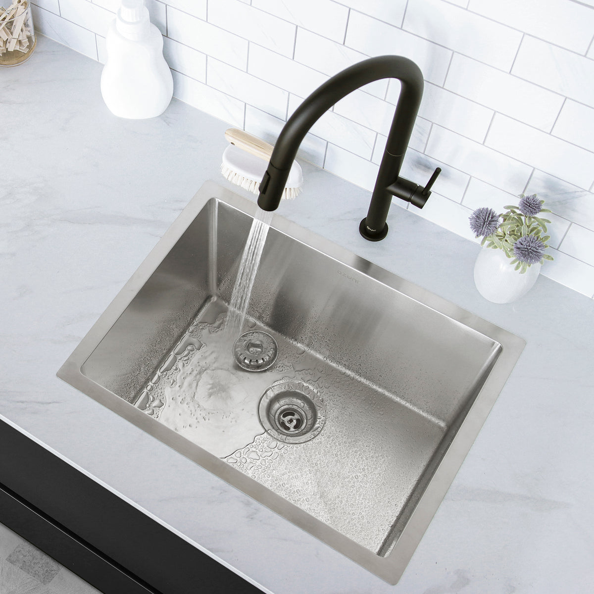 Stylish Azuni Calais 22" Dual Mount Single Bowl Stainless Steel Laundry and Utility Sink C122