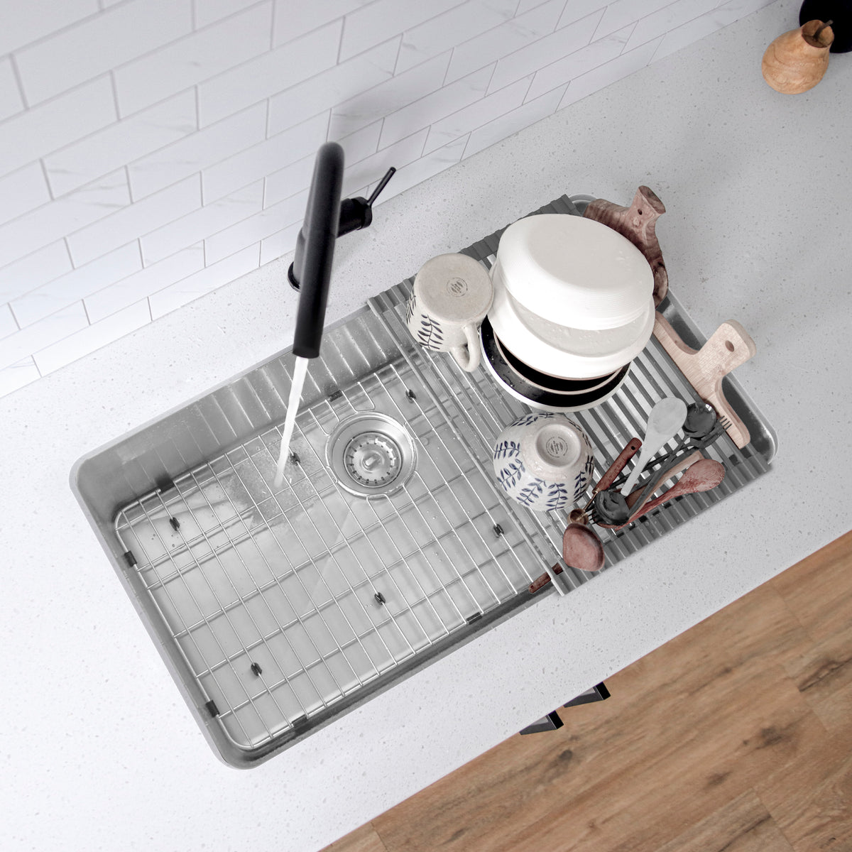 Stylish Azuni Lorient 32" Dual Mount Single Bowl Stainless Steel Kitchen Sink C132