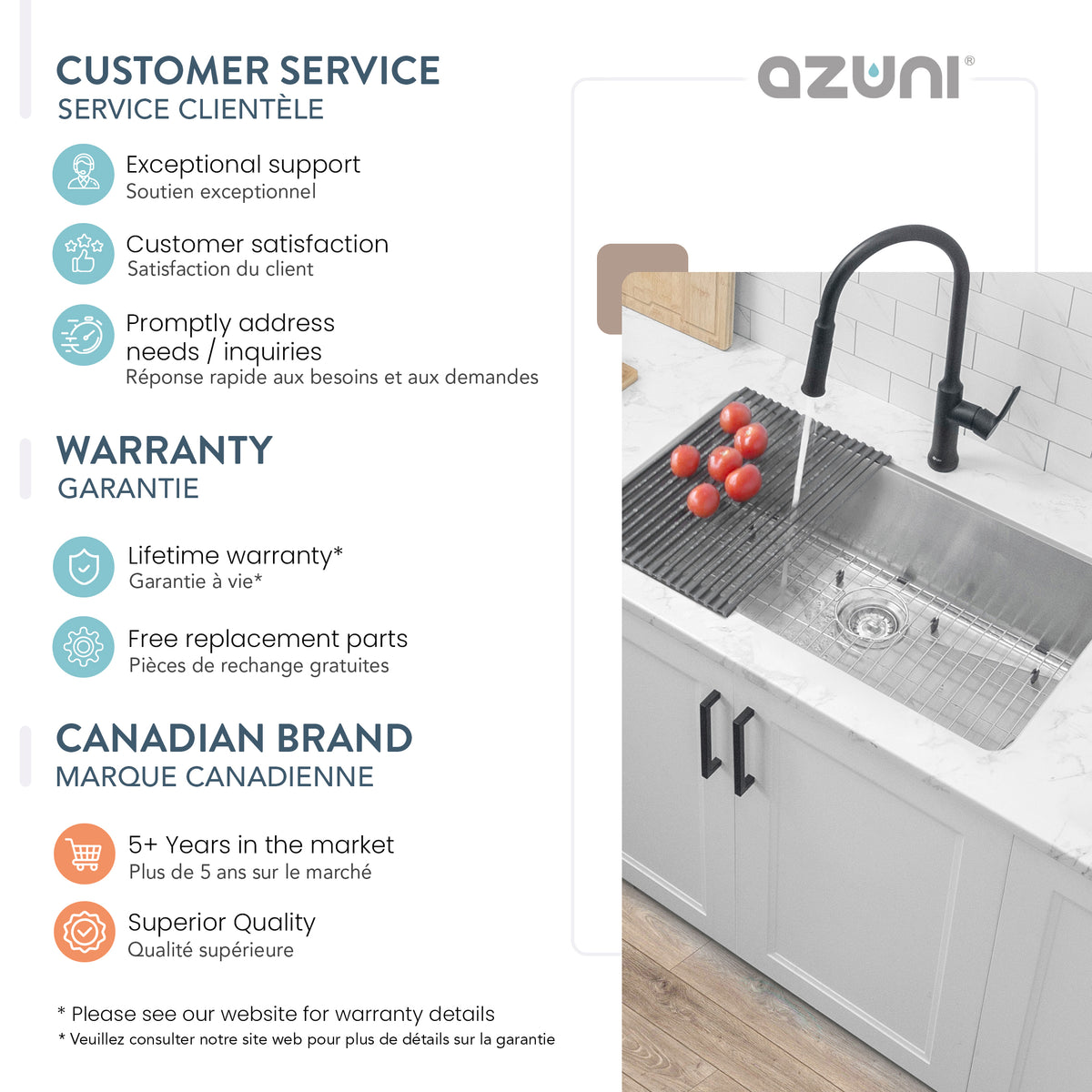 Stylish Azuni Lorient 32" Dual Mount Single Bowl Stainless Steel Kitchen Sink C132
