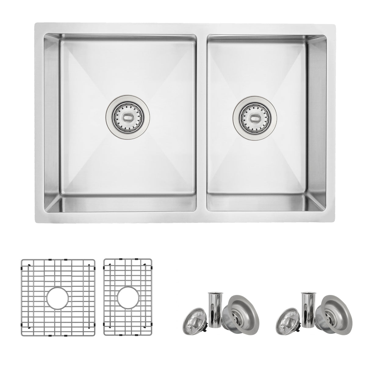 Stylish Azuni Dijon 27" Workstation 60/40 Double Bowl Stainless Steel Kitchen Sink with Accessories C227