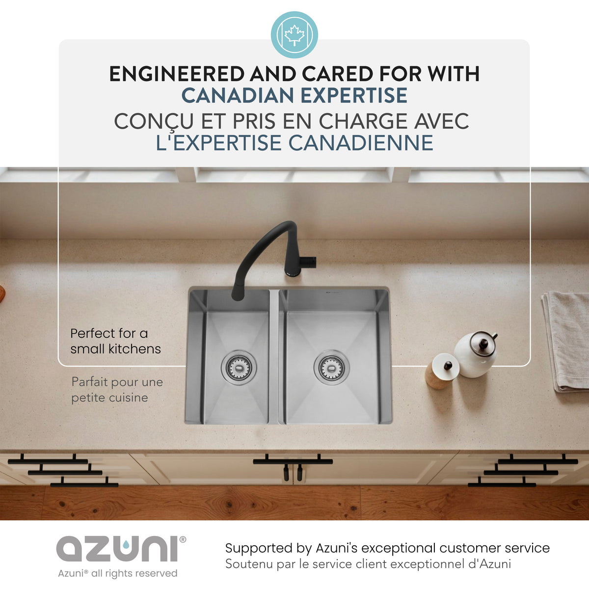 Stylish Azuni Dijon 27" Workstation 60/40 Double Bowl Stainless Steel Kitchen Sink with Accessories C227