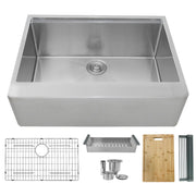 Stylish Jade Workstation Single Bowl Apron Front Stainless Steel Kitchen Sink with Accessories S-316W