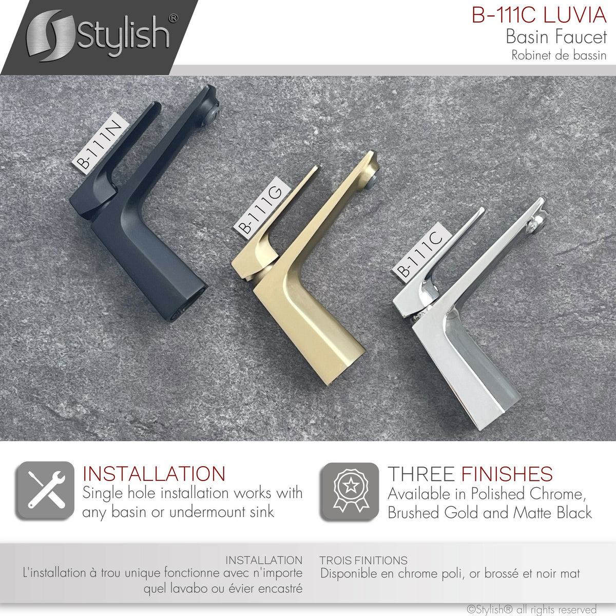 Stylish Luvia Single Handle Bathroom Faucet Polished Chrome B-111C