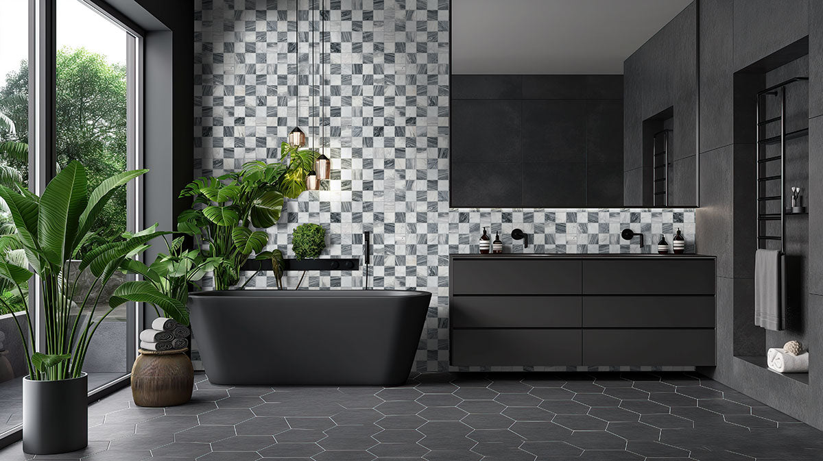 MSI Firenze Blend 3 x 3 Polished Marble mosaic (SMOT-FIRBLE-3X3P10MM) – MSI room scene