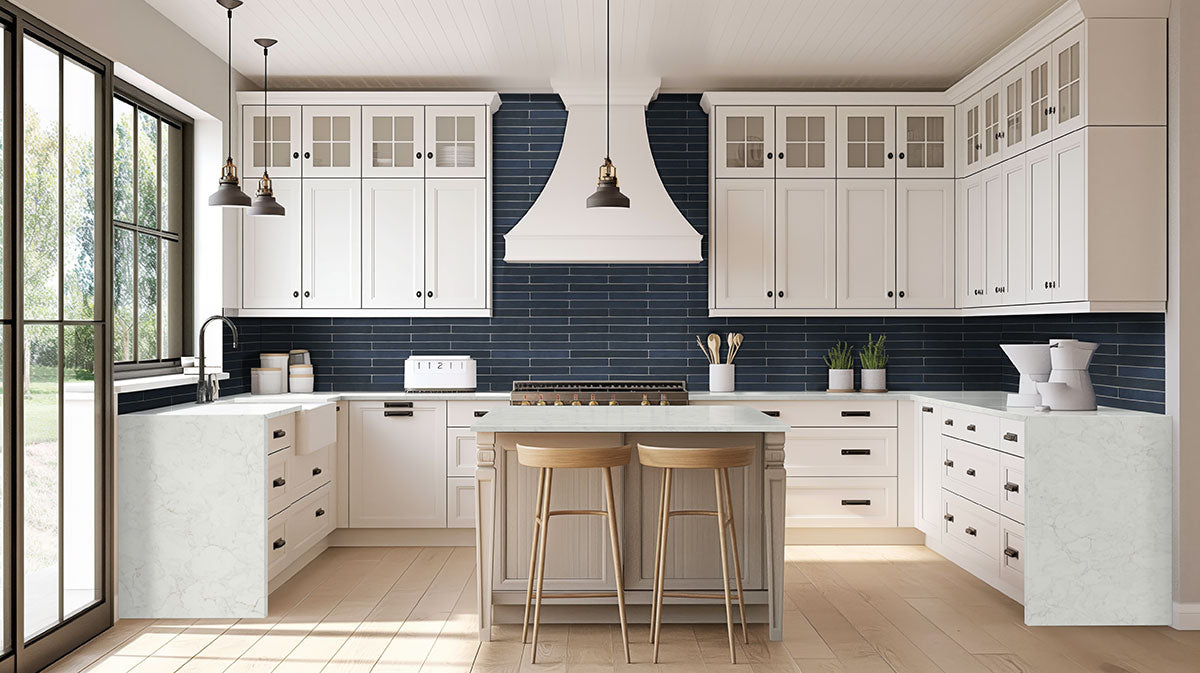 MSI Hale Navy 2 x 18 Glossy Porcelain tile (NFLAHALNAV2X18G) – MSI room scene (kitchen)