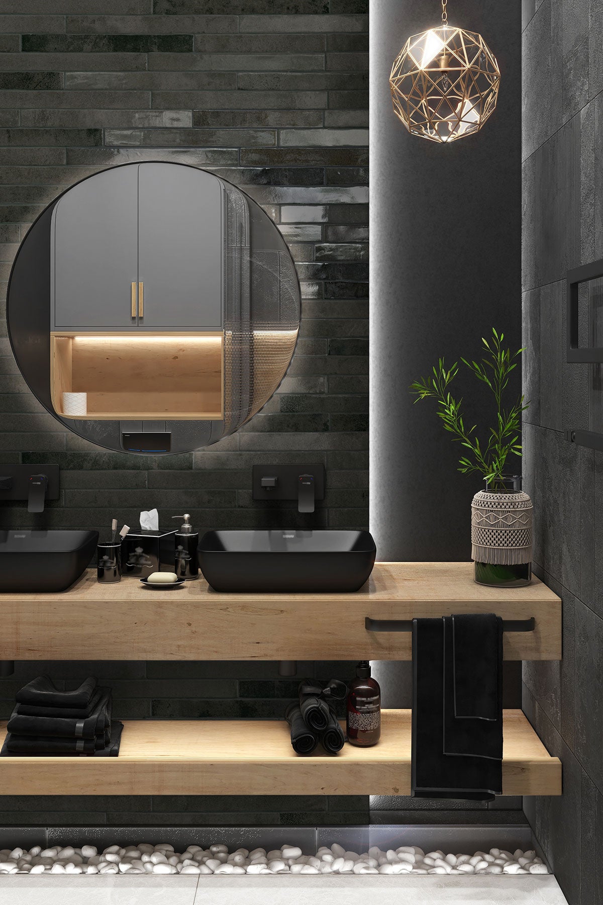 MSI Flamenco Palace Charcoal 2 x 18 Glossy Porcelain tile (NFLAPALCHA2X18G) – MSI room scene (bathroom)