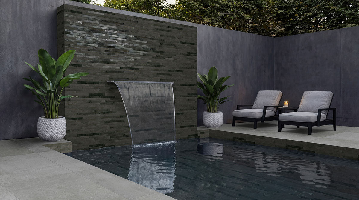 MSI Flamenco Palace Charcoal 2 x 18 Glossy Porcelain tile (NFLAPALCHA2X18G) – MSI room scene