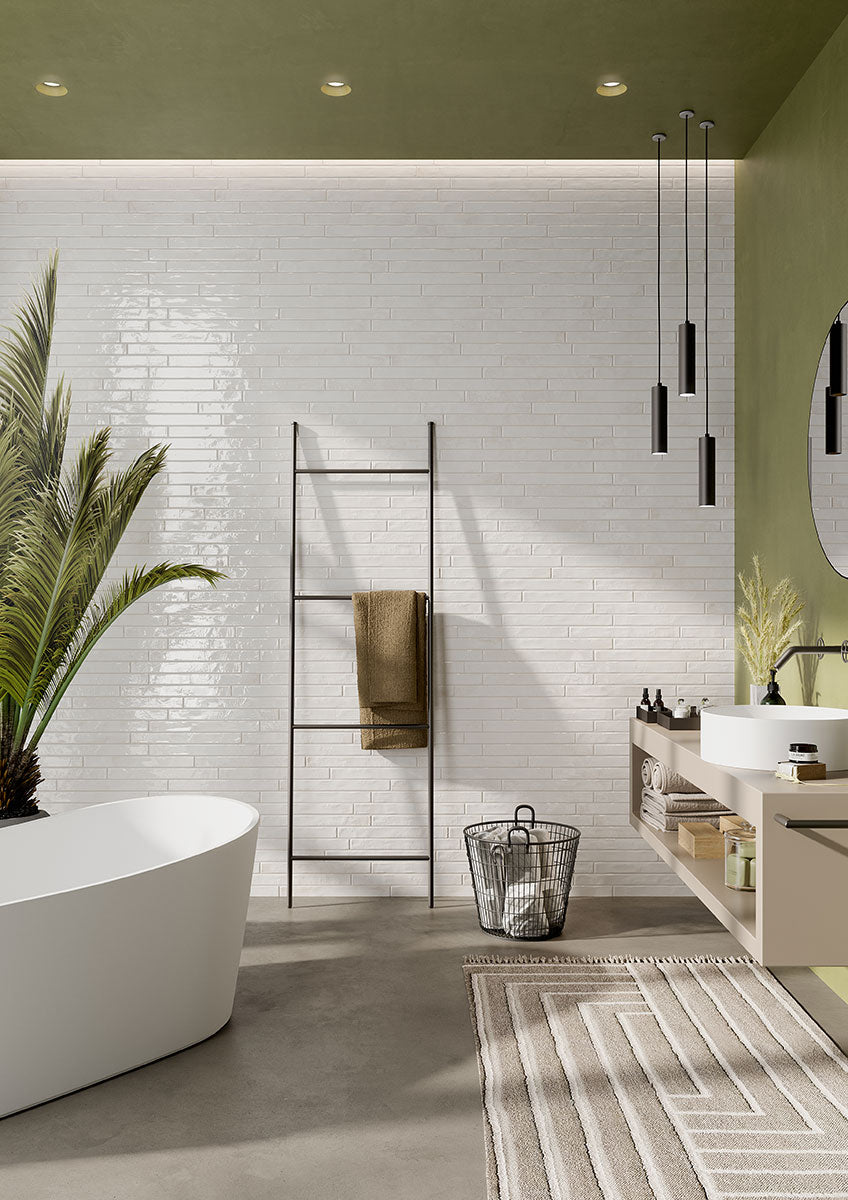 MSI Princess White 2 x 18 Glossy Porcelain tile (NFLAPRIWHI2X18G) – MSI room scene (bathroom)
