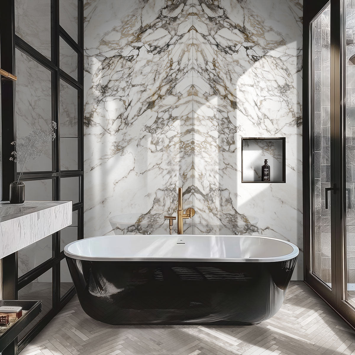 MSI Whales Gray 2 x 18 Glossy Porcelain tile (NFLAWHAGRA2X18G) – MSI room scene (bathroom)