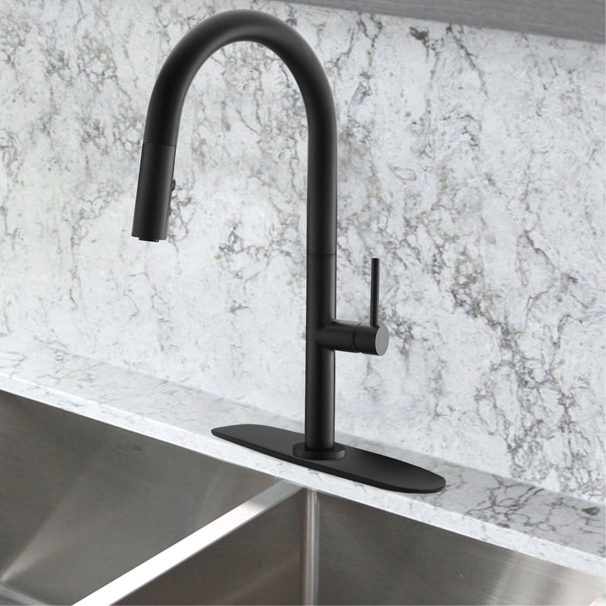 Stylish 10" Kitchen Deck Plate Matte Black A-802N