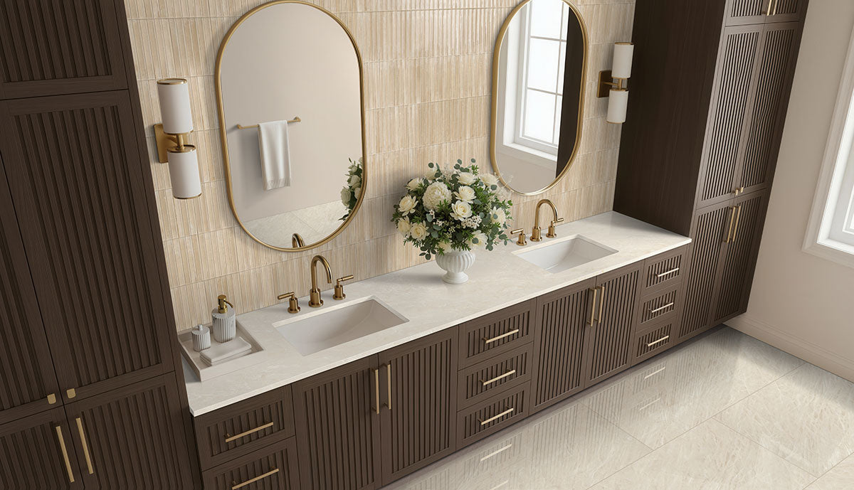 MSI Gems Cappuccino 5 x 10 Glossy Porcelain tile (NWGGEMCAP5X10G) – MSI room scene (bathroom)