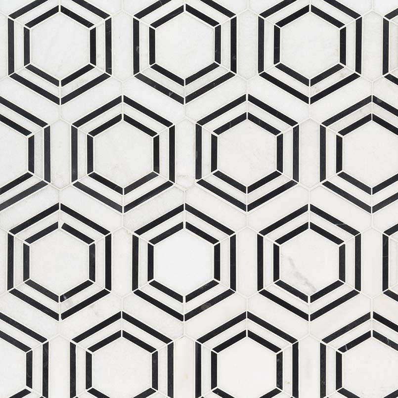 MSI Georama Nero Polished Marble mosaic (SMOT-GEORAMA-NEROP) – MSI product image