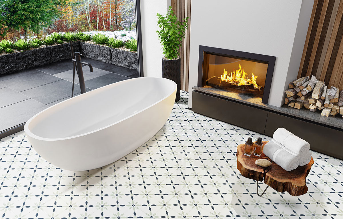 MSI Zaria Gre 8 x 8 Matte Porcelain tile (NZARGRE8X8) – MSI room scene