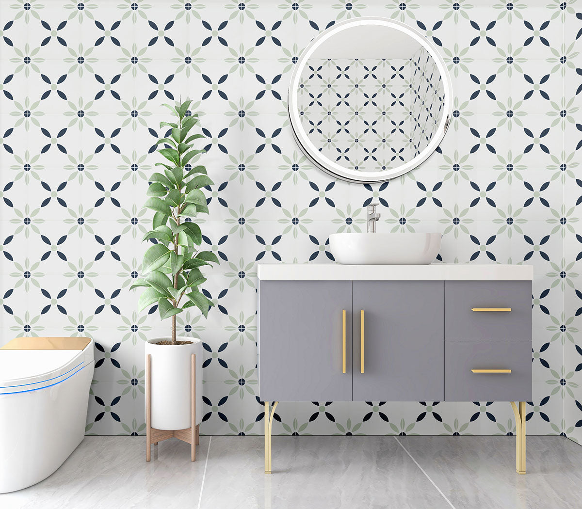 MSI Zaria Gre 8 x 8 Matte Porcelain tile (NZARGRE8X8) – MSI room scene