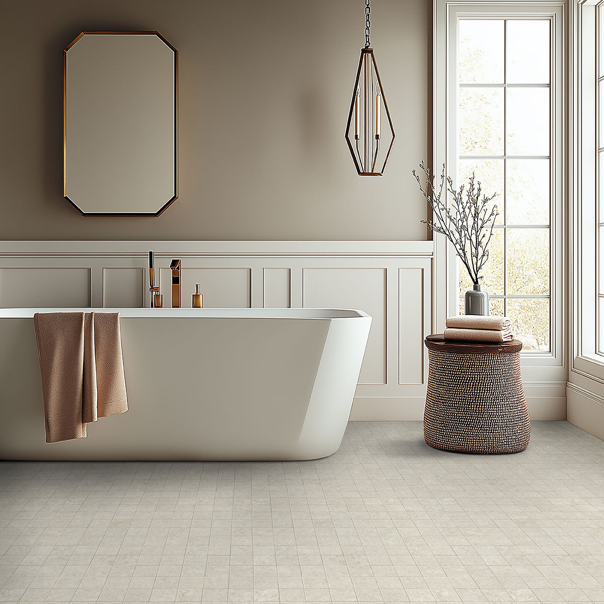 MSI Girona Marfil 24 x 48 Lappato Porcelain tile (NGIRMAR2448L-3D) – MSI room scene (bathroom)