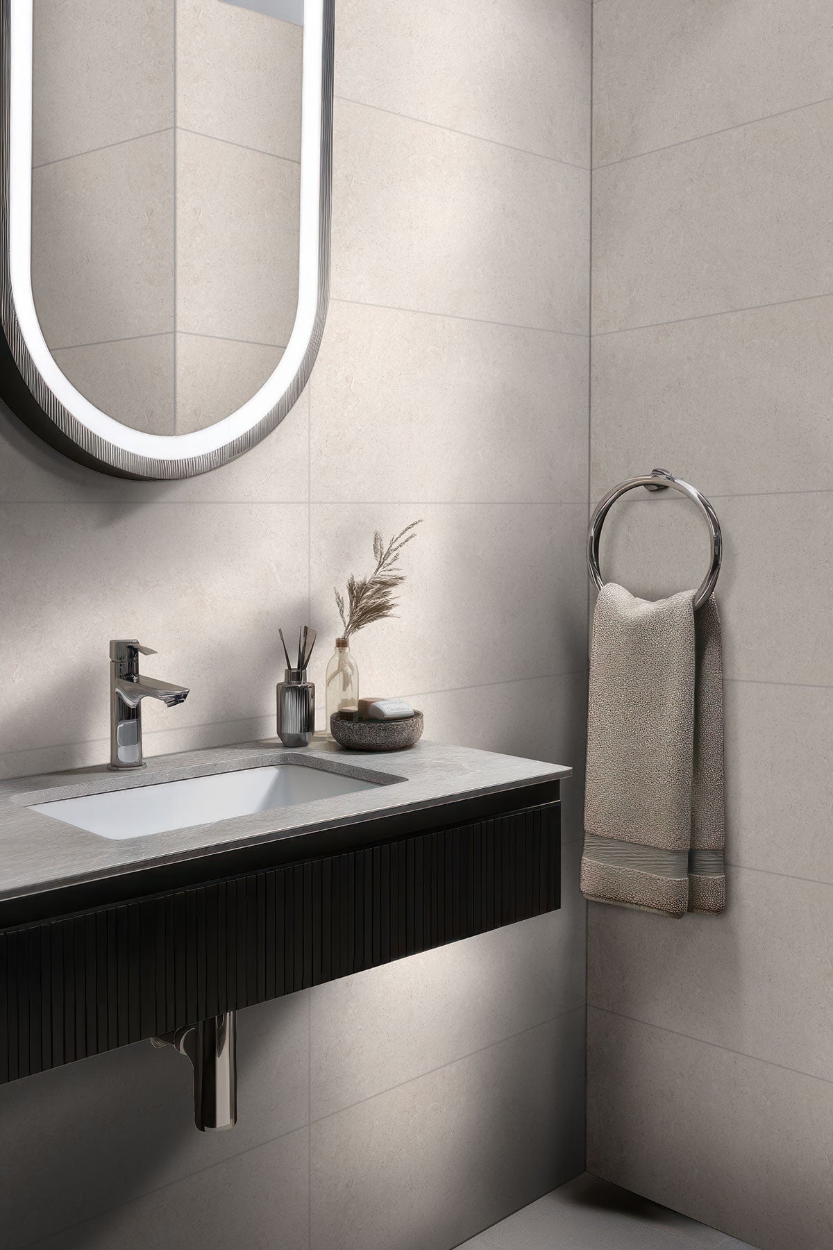 MSI Girona Perla 3 x 3 Lappato Porcelain mosaic (NGIRPER3X3L-3D) – MSI room scene (bathroom)
