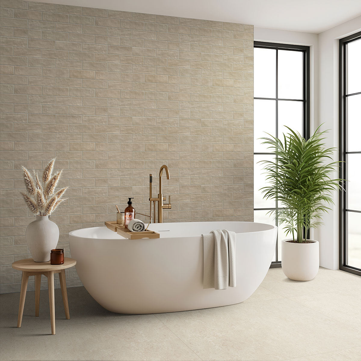 MSI Girona Marfil 3 x 3 Lappato Porcelain mosaic (NGIRMAR3X3L-3D) – MSI room scene (bathroom)