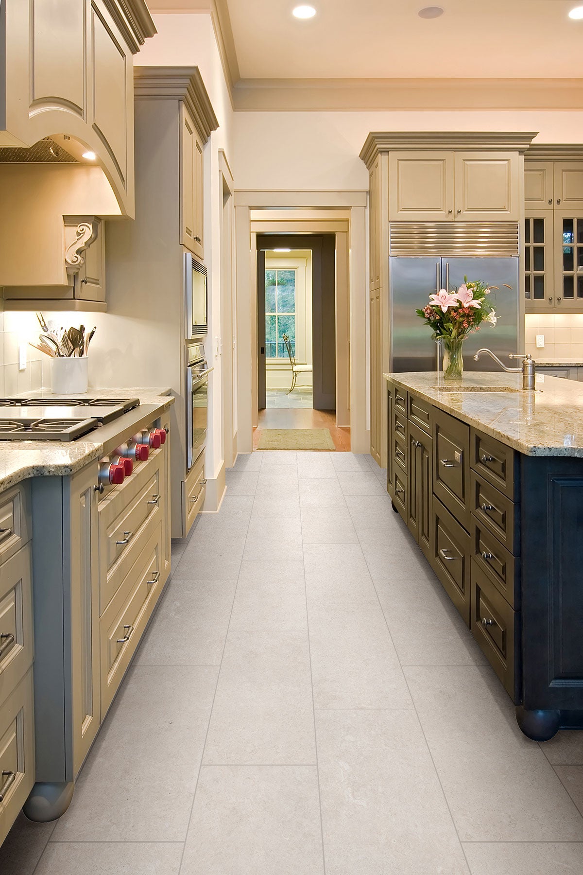 MSI Girona Perla 24 x 48 Lappato Porcelain tile (NGIRPER2448L-3D) – MSI room scene (kitchen)