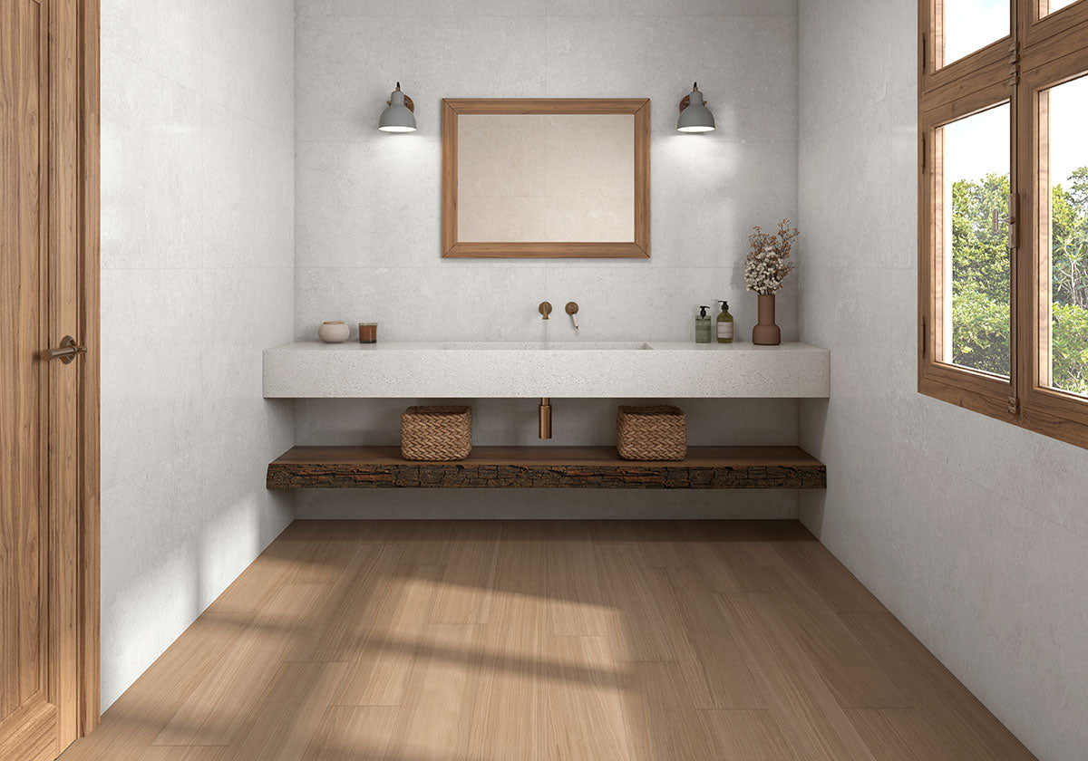 MSI Girona Perla 24 x 48 Lappato Porcelain tile (NGIRPER2448L-3D) – MSI room scene