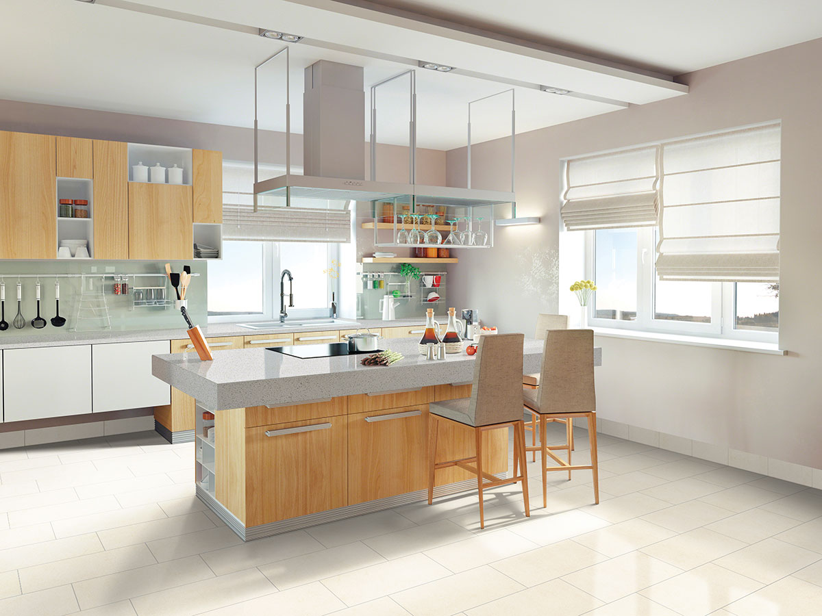 MSI Dimensions Glacier 24 x 48 Matte Porcelain tile (NDIMGLA2448) – MSI room scene (kitchen)
