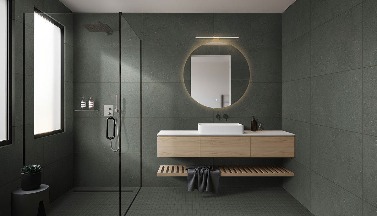 MSI Architecta Graphite 24 x 24 Matte Porcelain tile (NARCGRA2424-R11) – MSI room scene (bathroom)