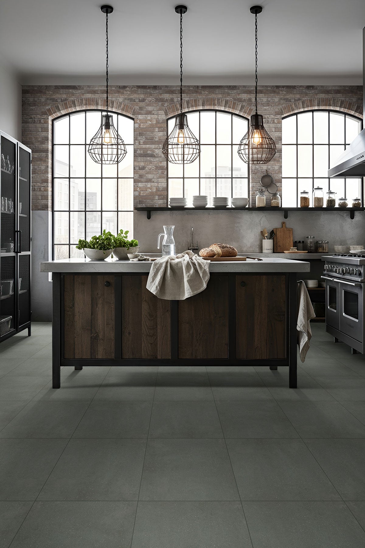 MSI Architecta Graphite 48 x 48 Matte Porcelain tile (NARCGRA4848) – MSI room scene (kitchen)