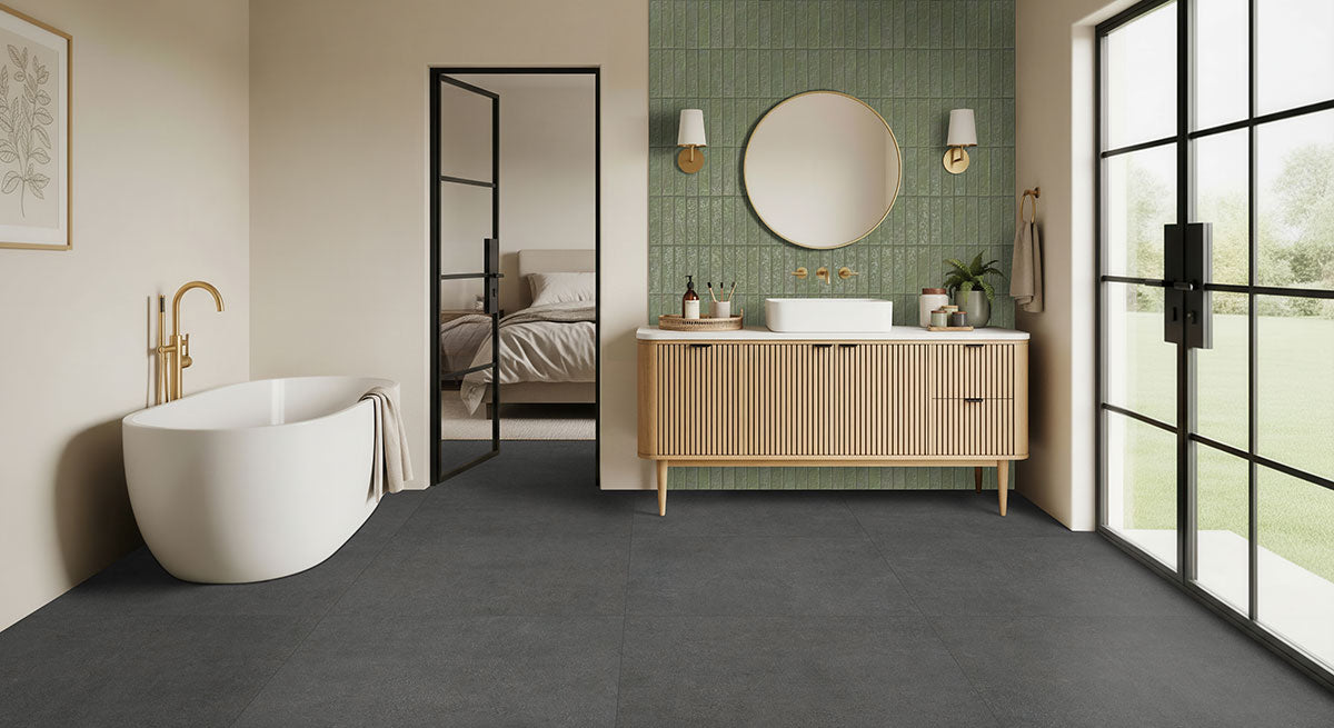 MSI Cementique Graphite 24 x 48 Matte Porcelain tile (NCEMGRA2448-3D) – MSI room scene (bathroom)