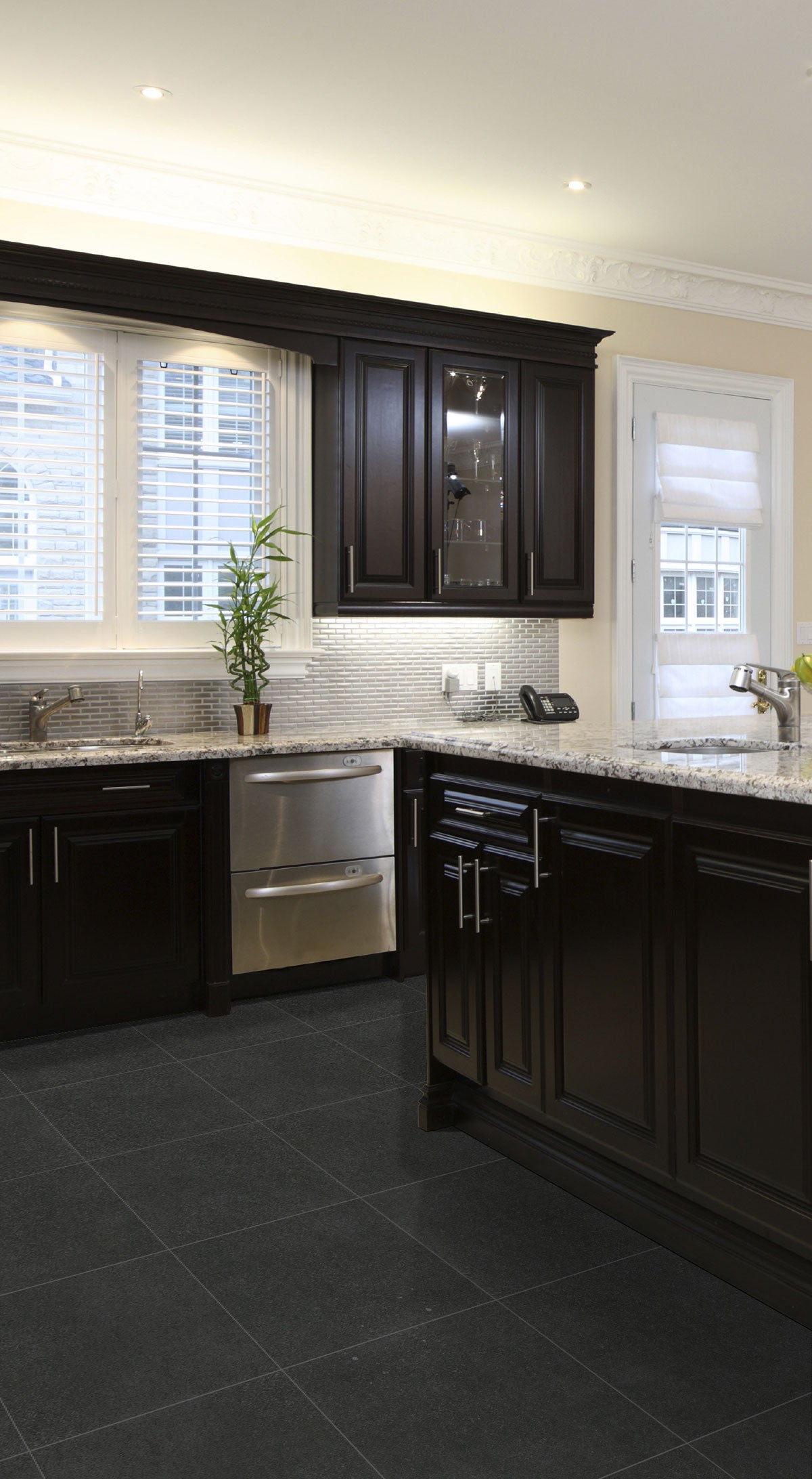 MSI Dimensions Graphite 24 x 24 Matte Porcelain tile (NDIMGRA2424) – MSI room scene (kitchen)