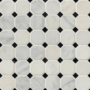 MSI Greecian White 2" Octagon with Black 5/8 x 5/8 Polished Marble mosaic (THDW1-SH-GWO) – MSI product image