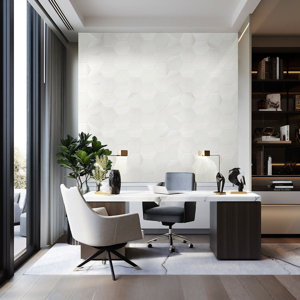 MSI Greecian White 8" Hexagon Polished Marble tile (TGREWHT8HEXP) – MSI room scene