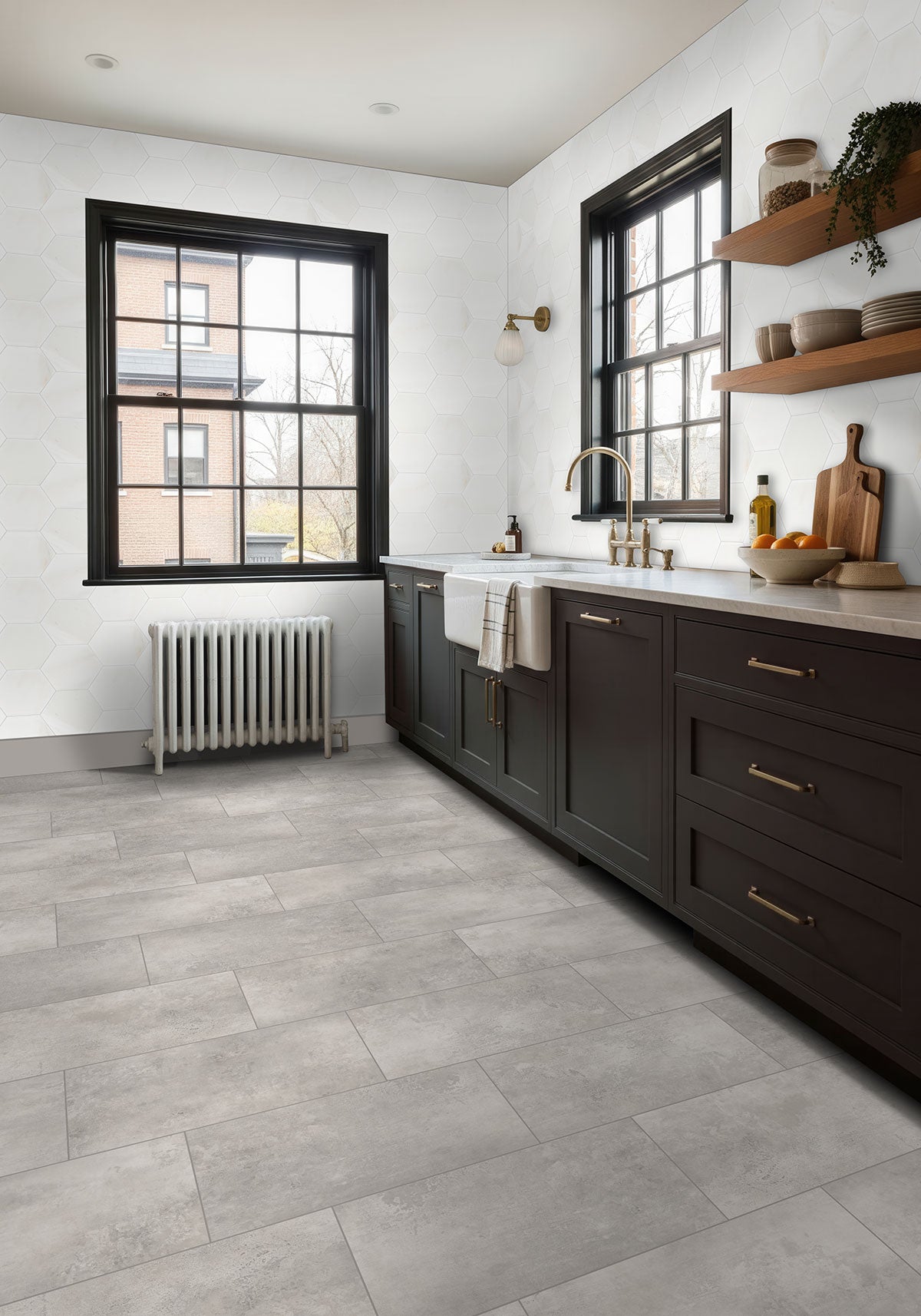 MSI Greecian White 8" Hexagon Polished Marble tile (TGREWHT8HEXP) – MSI room scene (kitchen)