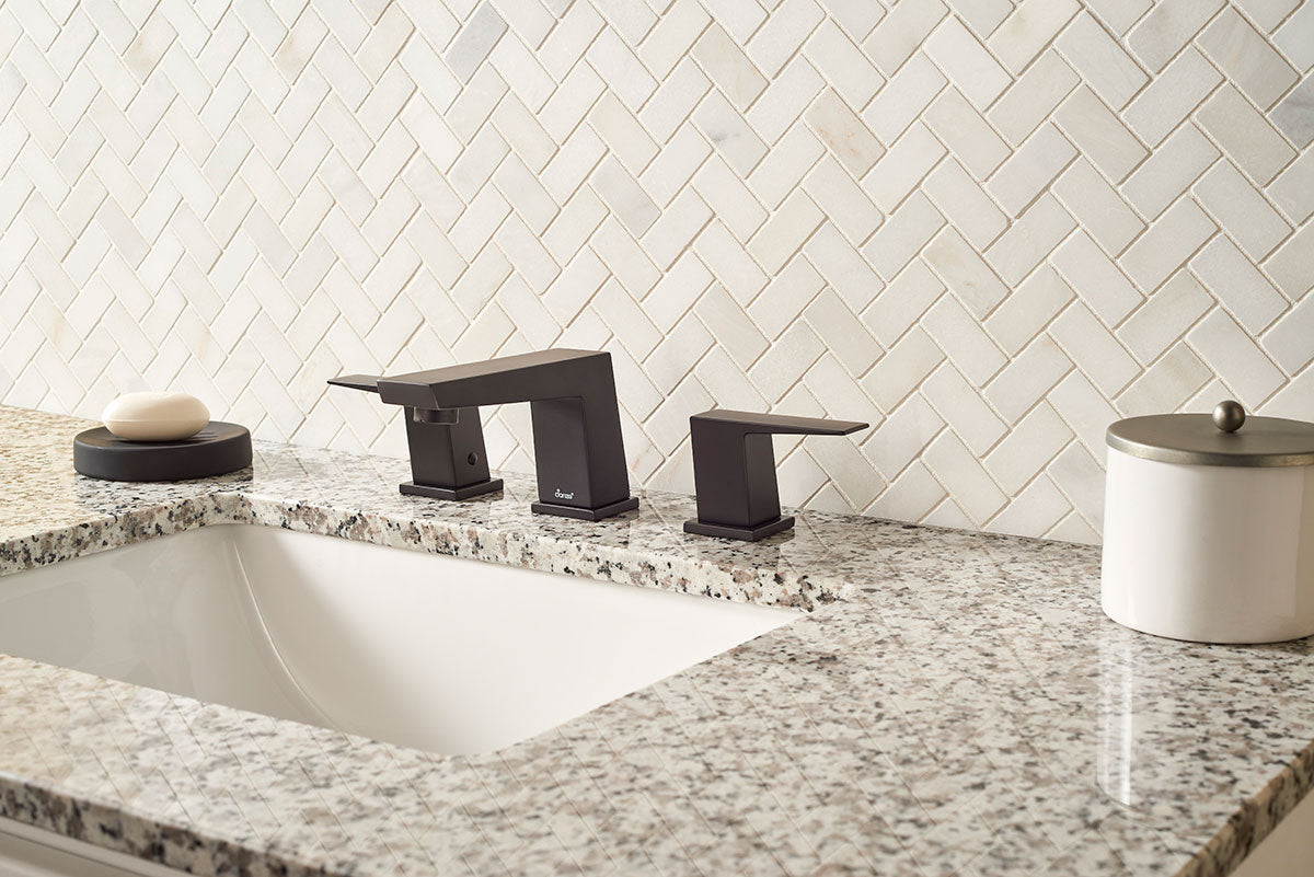 MSI Greecian White Herringbone Pattern Polished Marble mosaic (SMOT-GRE-HBP) – MSI room scene