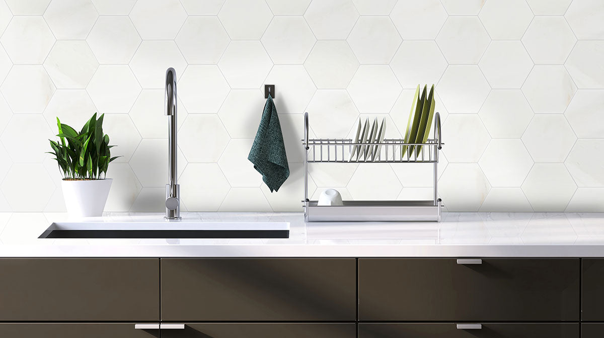 MSI Greecian White 8" Hexagon Polished Marble tile (TGREWHT8HEXP) – MSI room scene