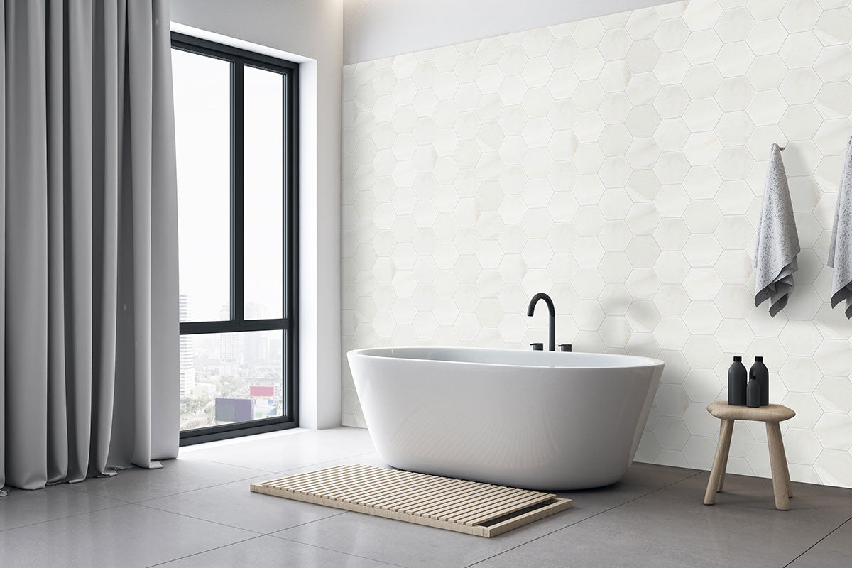 MSI Greecian White 8" Hexagon Polished Marble tile (TGREWHT8HEXP) – MSI room scene