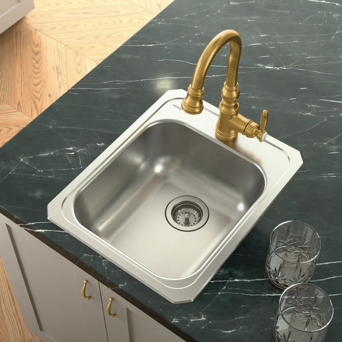 Moen Weymouth Single-Handle High-Arc Pulldown Bar Faucet S53004 in Brushed Gold (S53004BG) - view 3