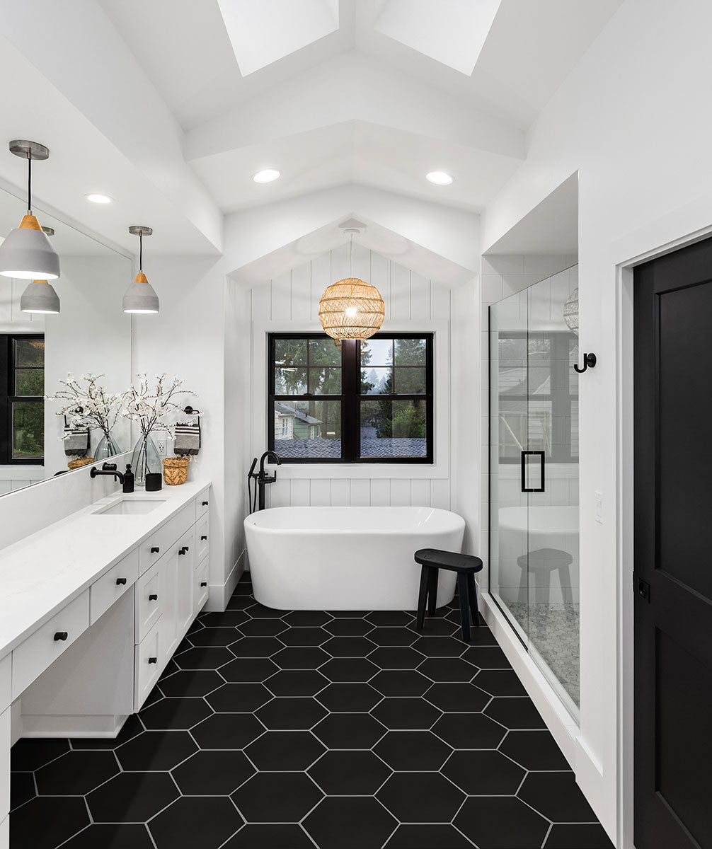 MSI Hexley Graphite 9 x 10.5 Matte Porcelain tile (NHEXGRA9X10.5HEX) – MSI room scene