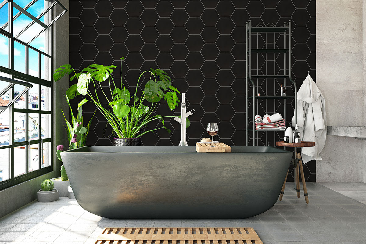 MSI Hexley Graphite 9 x 10.5 Matte Porcelain tile (NHEXGRA9X10.5HEX) – MSI room scene