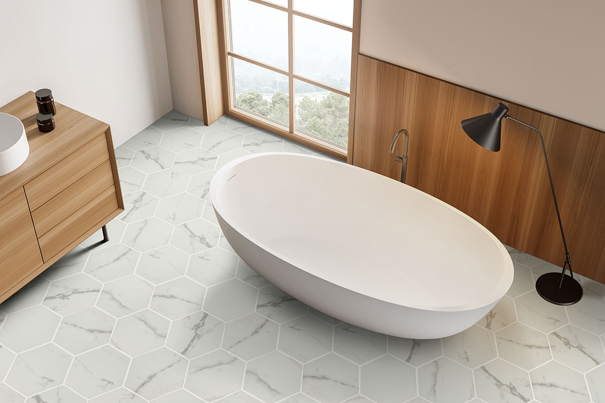 MSI Hexley Marbelolo 9 x 10.5 Matte Porcelain tile (NHEXMAR9X10.5HEX) – MSI room scene