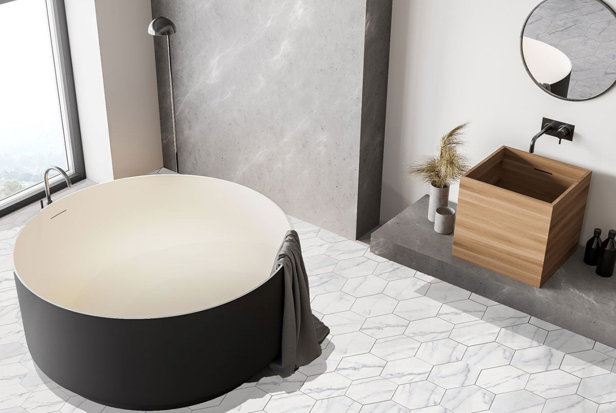 MSI Hexley Marbelolo 9 x 10.5 Matte Porcelain tile (NHEXMAR9X10.5HEX) – MSI room scene