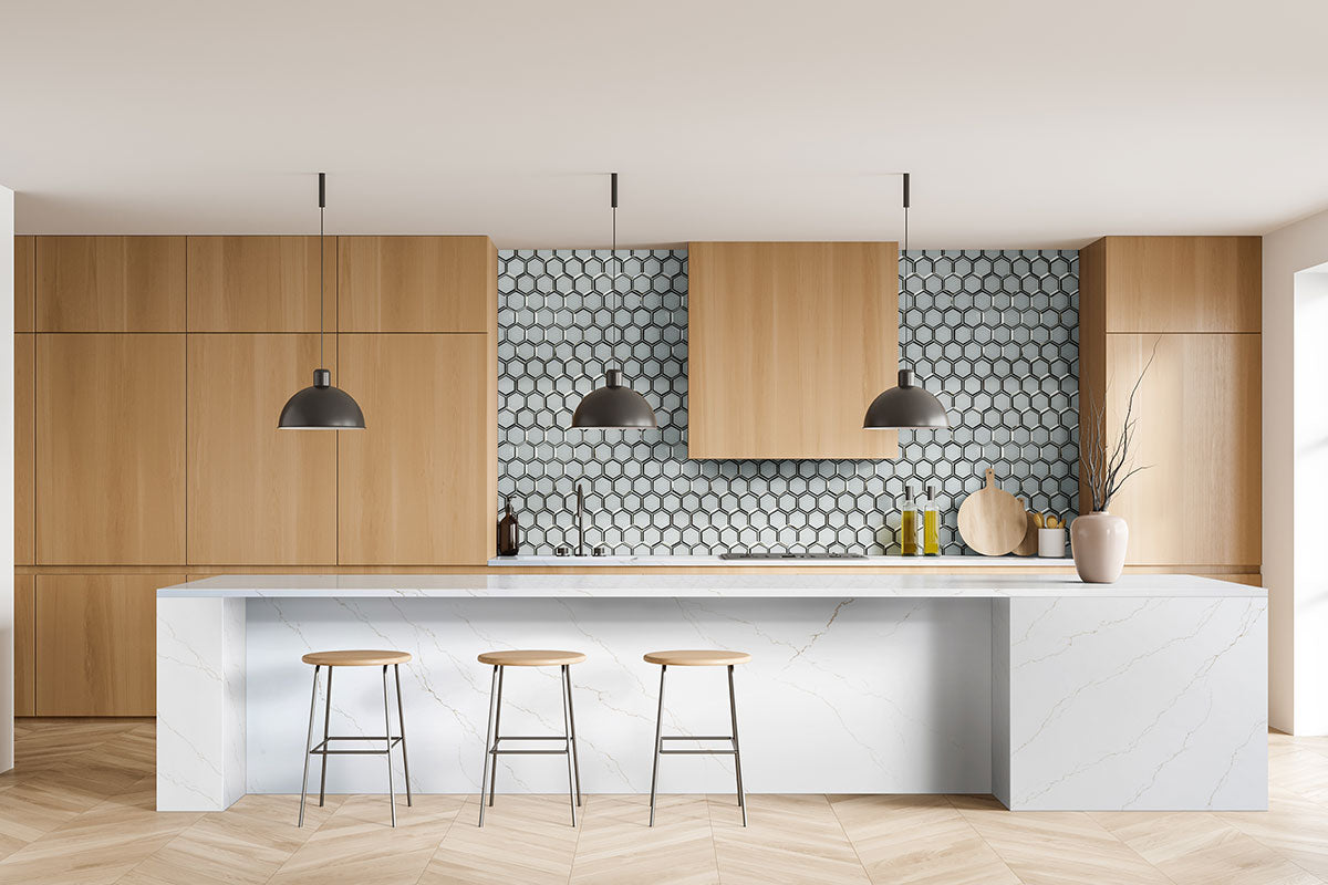 MSI Ice Beveled 3" Hexagon Glass mosaic (SMOT-GLS-ICEBEHEX8MM) – MSI room scene