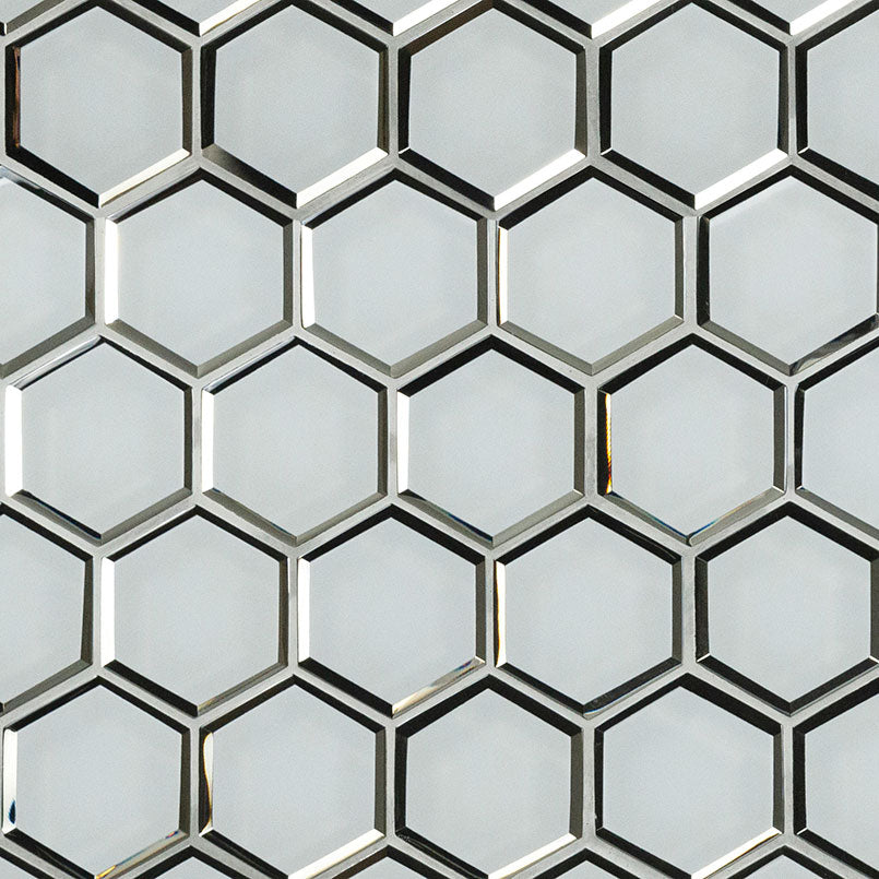 MSI Ice Beveled 3" Hexagon Glass mosaic (SMOT-GLS-ICEBEHEX8MM) – MSI product image