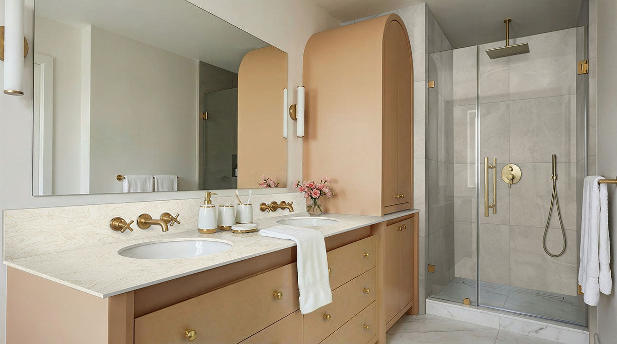 MSI Sande Ivory 12 x 24 Polished Porcelain tile (NSANIVO1224P) – MSI room scene (bathroom)