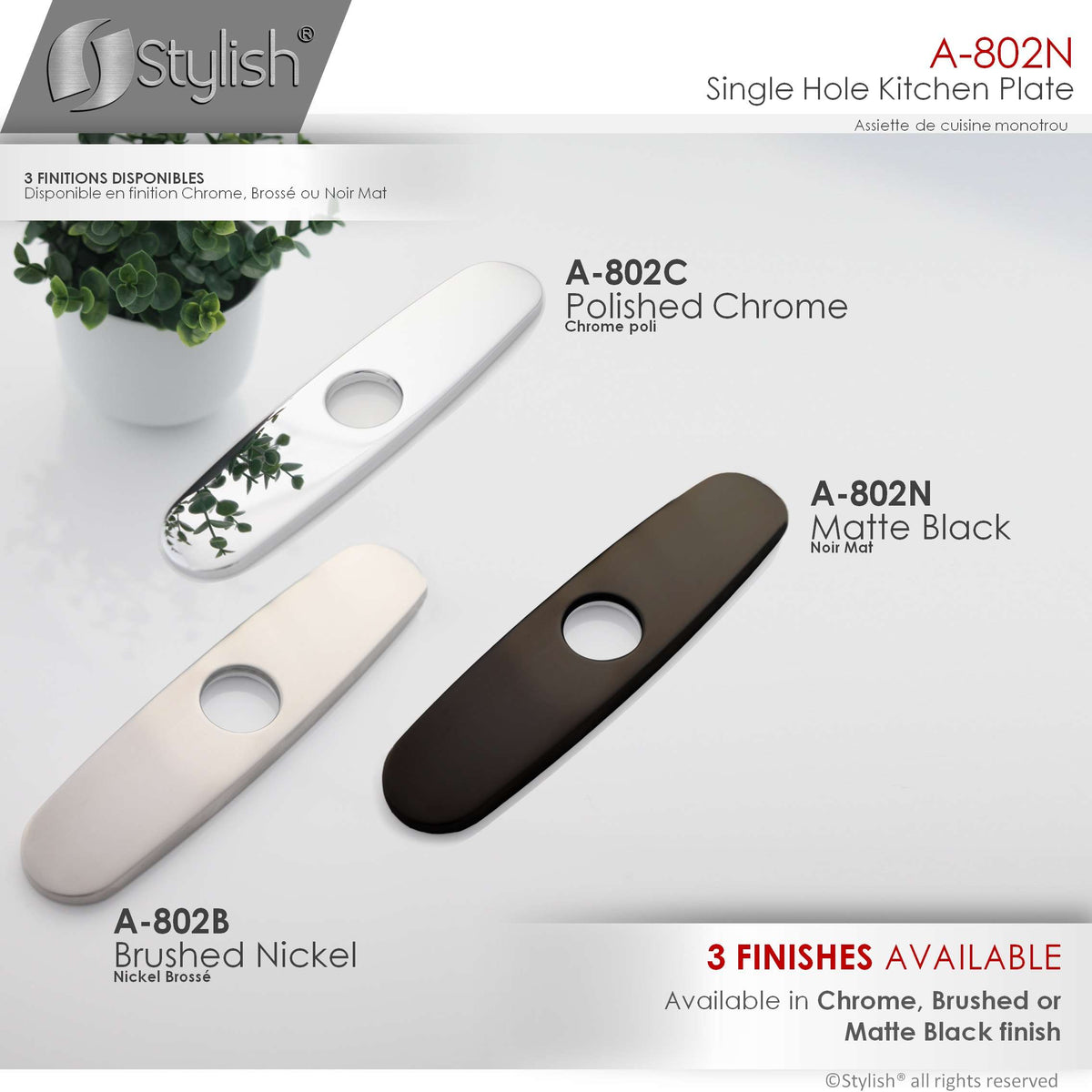 Stylish 10" Kitchen Deck Plate Matte Black A-802N