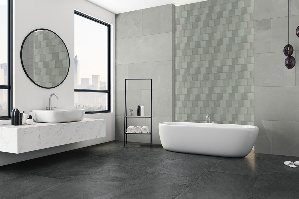 MSI Renzo Jade 5 x 5 Glossy Ceramic tile (NRENJAD5X5) – MSI room scene (bathroom)